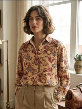 Vintage Banana Republic Safari & Travel Floral Button-Up Shirt Oversized  Size M